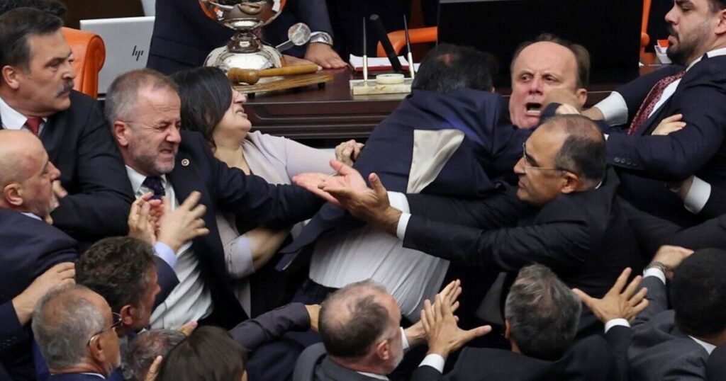 Chaos in Turkey's parliament as huge fight breaks out between MPs | World | News